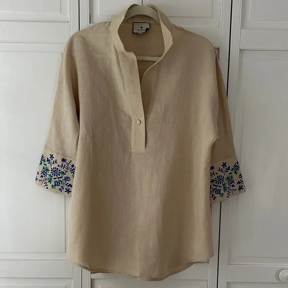 NWOT Tuckernuck Tan Linen Top - Picture 3 of 7